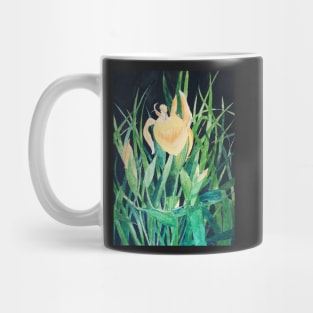 Yellow irises watercolour painting Mug